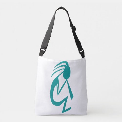 Beautiful Teal Kokopelli Painting Crossbody Bag