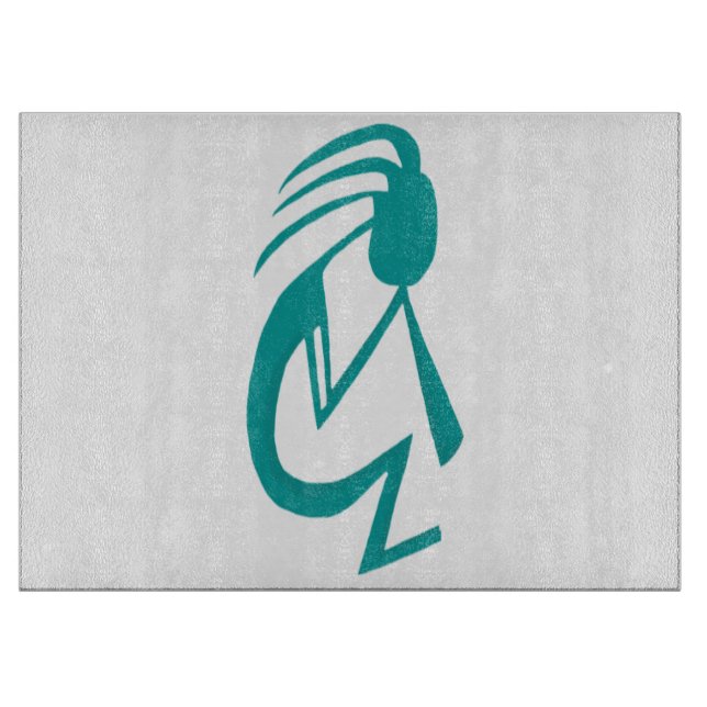 Beautiful Teal Kokopelli Painting Cutting Board (Front)