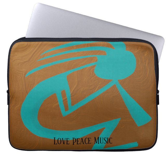 Beautiful Teal Kokopelli Painting Laptop Sleeve (Front)