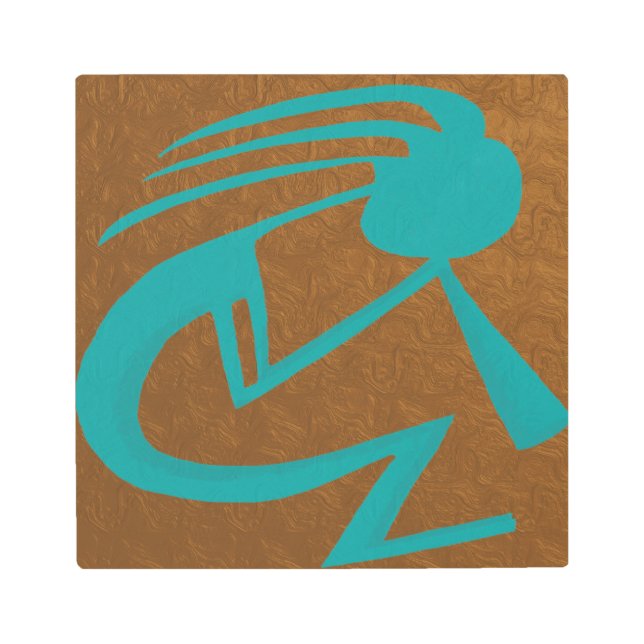Beautiful Teal Kokopelli Painting Metal Print (Front)