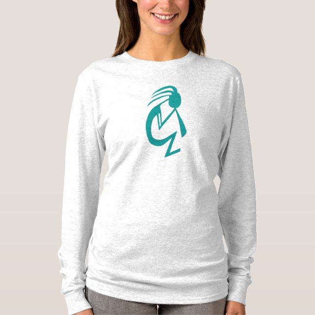 Beautiful Teal Kokopelli Painting T-Shirt (Front)