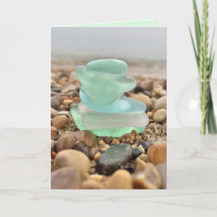 Beautiful Teal Seaglass Beach Thinking of You Card