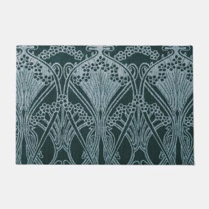 Beautiful,teal silver,art nouveau pattern,floral,m doormat