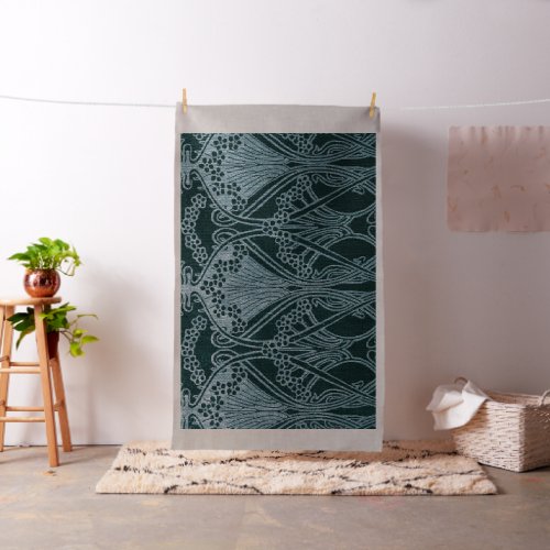 Beautifulteal silverart nouveau patternfloralm fabric