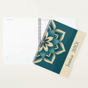 Beautiful Teal Spiritual Chic Mandala Modern Planner