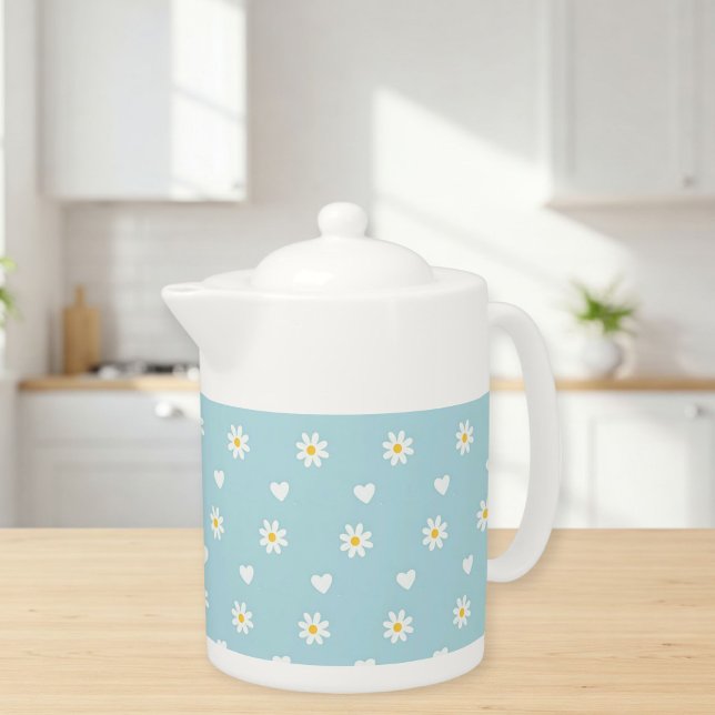 Beautiful teapot with a blue daisy pattern (Creator Uploaded)