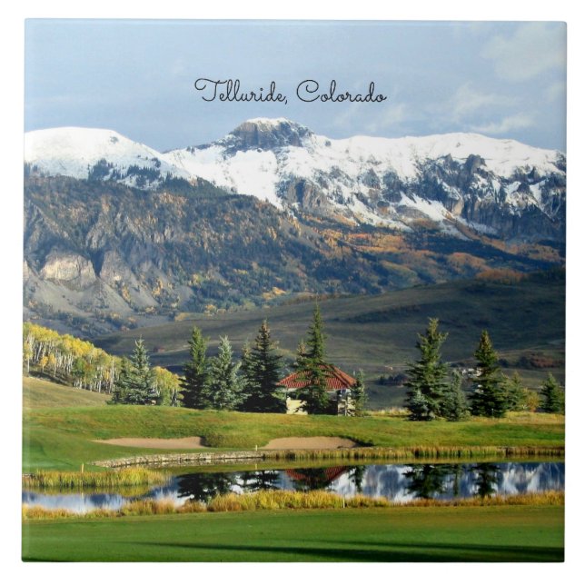 Beautiful Telluride, Colorado landscape, Ceramic Tile (Front)