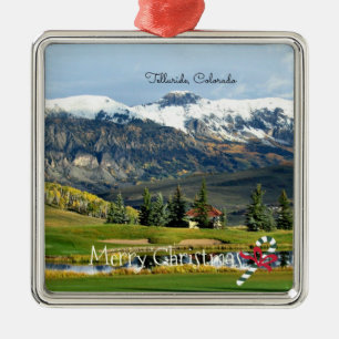 Beautiful Telluride, Colorado, Merry Christmas Metal Ornament