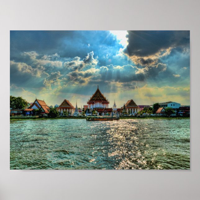 Beautiful Temples near Bangkok at dusk Poster (Front)