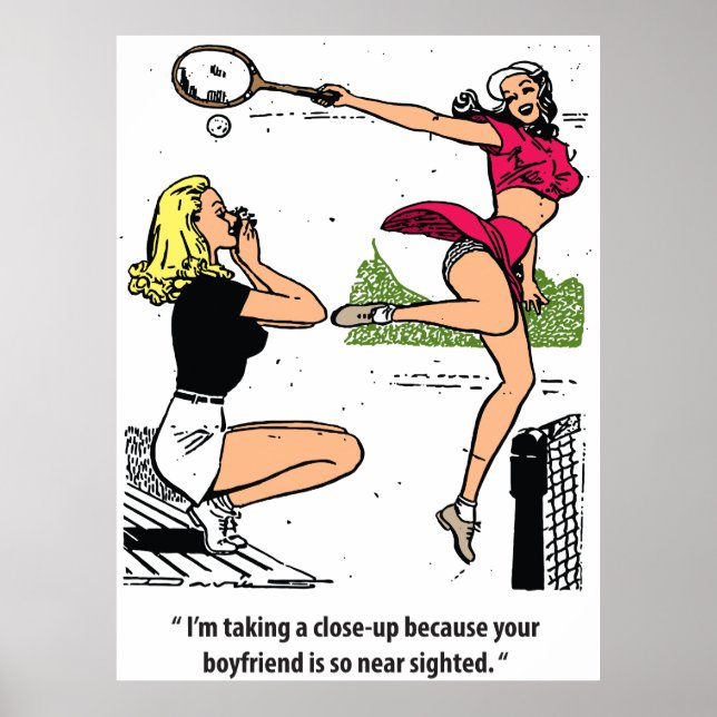 Beautiful Tennis Player, Humor, Vintage Poster (Front)