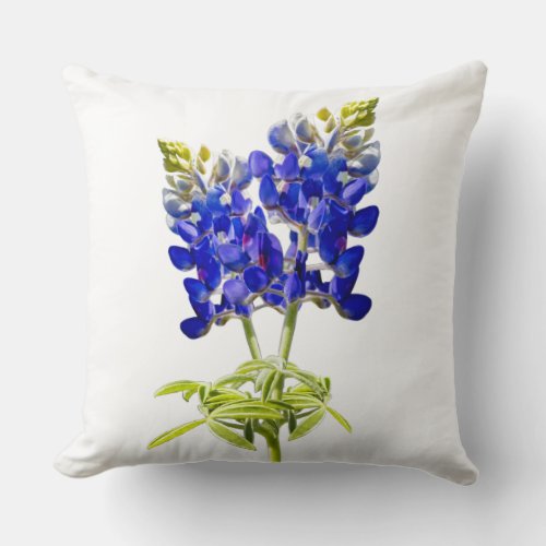 Beautiful Texas Bluebonnets on White Pillow