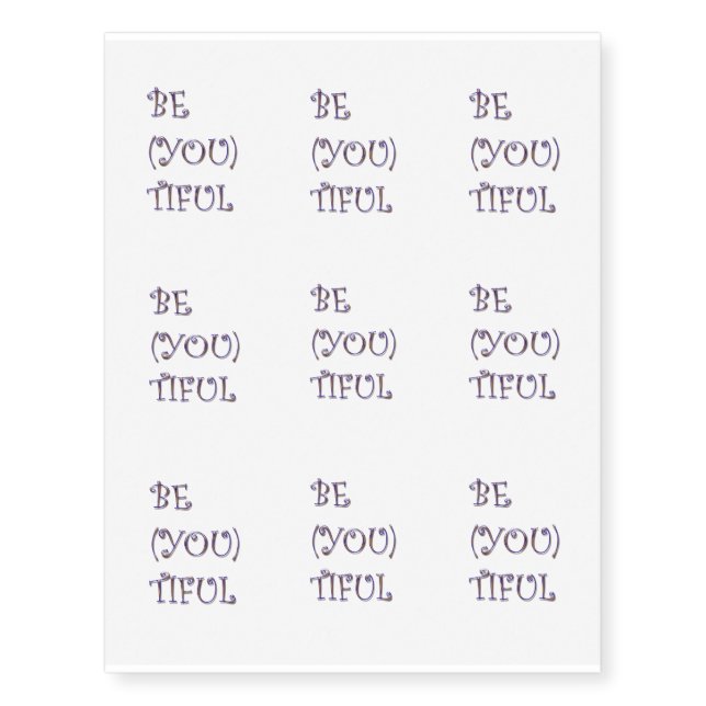 Beautiful text temporary tattoos (Front)
