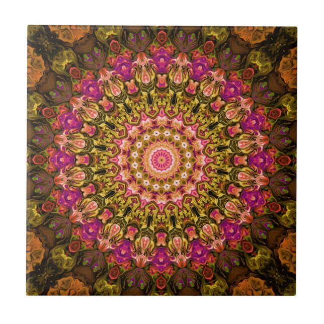 beautiful textile carpet mandala pattern ceramic tile (Front)
