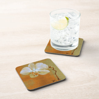 Beautiful Textured Orchid In Shades Of Orange Coaster