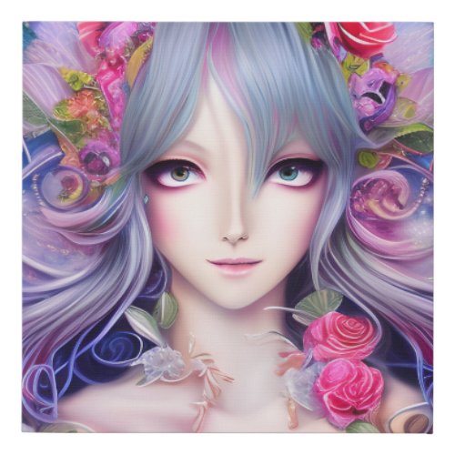 Beautiful Thanksgiving Anime Lady in 3D Faux Canvas Print