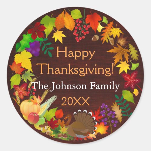 Beautiful Thanksgiving Harvest Classic Round Sticker