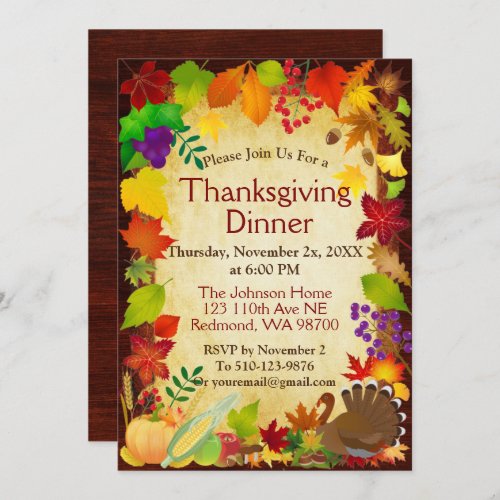 Beautiful Thanksgiving Harvest Invitation
