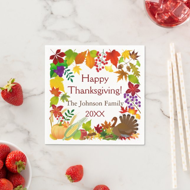 Beautiful Thanksgiving Harvest Napkins (Insitu)