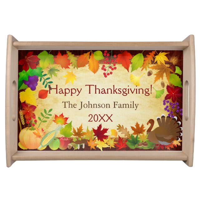 Beautiful Thanksgiving Harvest Serving Tray (Front)