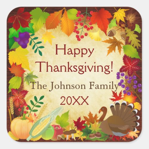 Beautiful Thanksgiving Harvest Square Sticker