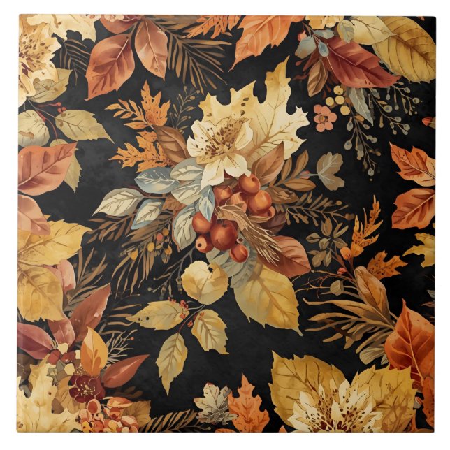 Beautiful Thanksgiving Leafs Pattern Ceramic Tile (Front)