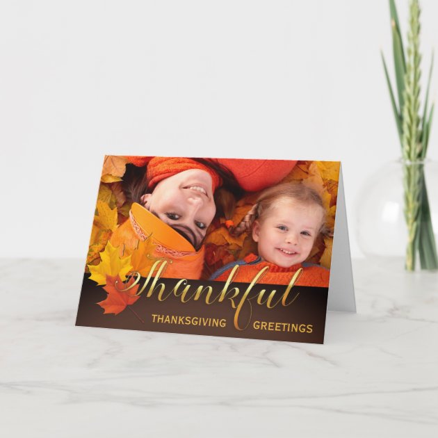 Beautiful Thanksgiving Photo Holiday Card