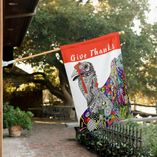 Beautiful Thanksgiving Turkey House Flag