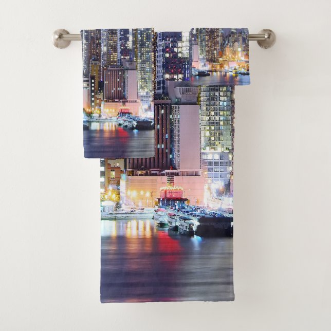 Beautiful The city at Night Bath Towel Set (Insitu)