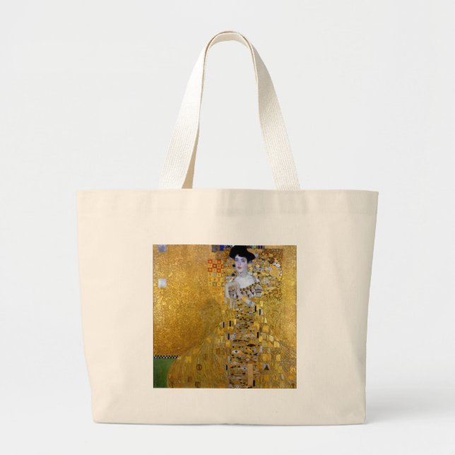 Beautiful The Woman in Gold Gustav Klimt Large Tote Bag (Front)