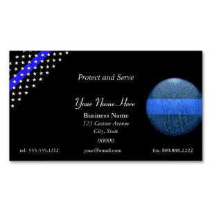 Beautiful Thin Blue Line Police St Michael Business Card Magnet