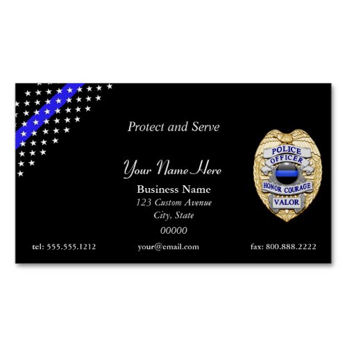 Beautiful Thin Blue Line Police Stars and Stripes Magnetic Business Card