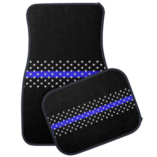 Beautiful Thin Blue Line Stars and Stripes Design Car Mat (Set)