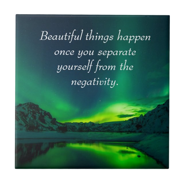 Beautiful Things Happen Inspirational Quote Ceramic Tile (Front)