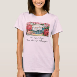 Beautiful Thoughts Swan & Roses Vintage Art T-Shirt