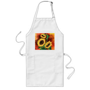 Beautiful Three Sunflowers Apron - Painting