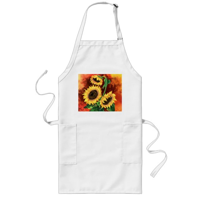 Beautiful Three Sunflowers Apron - Painting (Front)