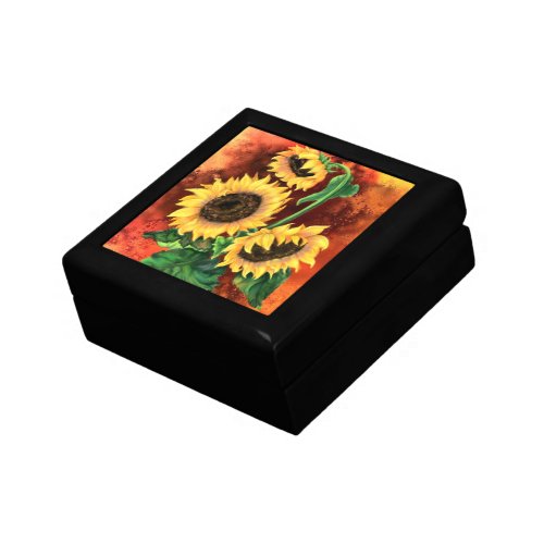 Beautiful Three Sunflowers _ Migned Art Painting Gift Box