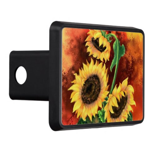 Beautiful Three Sunflowers _ Migned Art Painting Hitch Cover