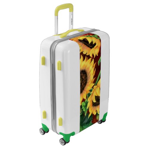 Beautiful Three Sunflowers _ Migned Art Painting _ Luggage