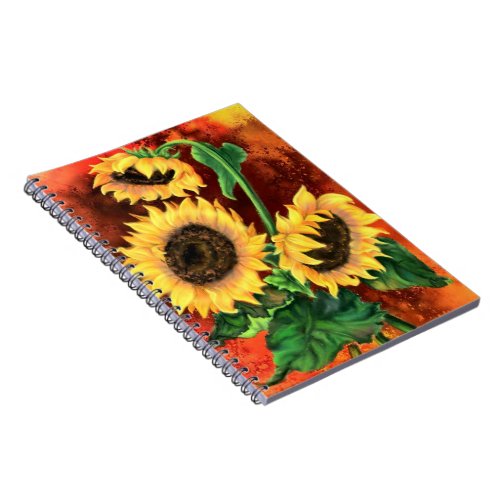 Beautiful Three Sunflowers _ Migned Art Painting Notebook