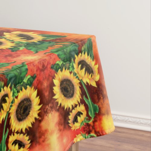 Beautiful Three Sunflowers _ Migned Art Painting _ Tablecloth