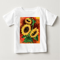 Beautiful Three Sunflowers - Migned Painting Art
