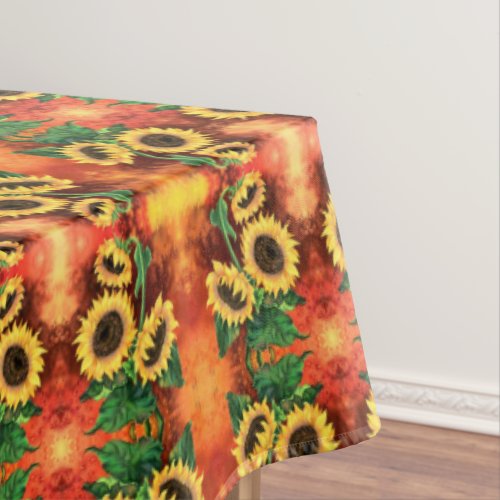 Beautiful Three Sunflowers _ Migned Painting Art Tablecloth