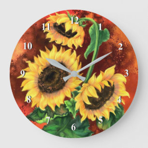 Beautiful Three Sunflowers Wall Clock - Painting