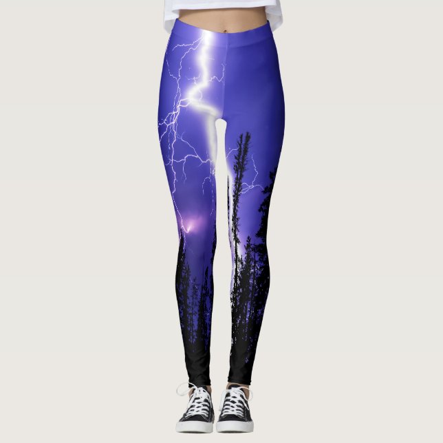 beautiful thunder over the forest leggings (Front)