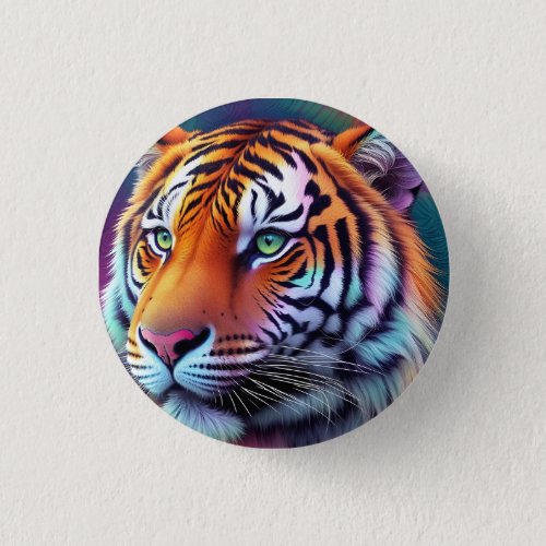 Beautiful Tie Dye Tiger Pattern AI Art Button