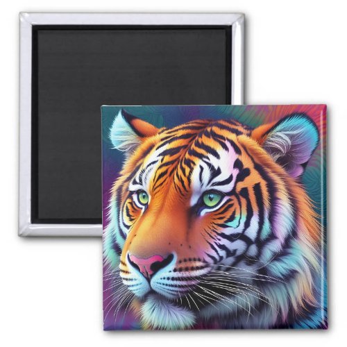 Beautiful Tie Dye Tiger Pattern AI Art Magnet