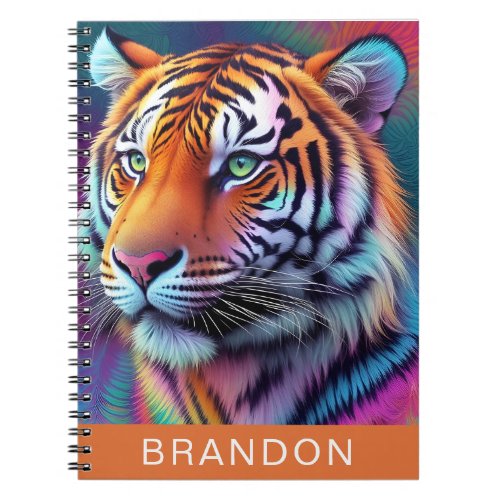 Beautiful Tie Dye Tiger Pattern AI Art Notebook