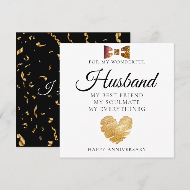 Beautiful Tie Husband Wedding Anniversary Card (Front/Back)