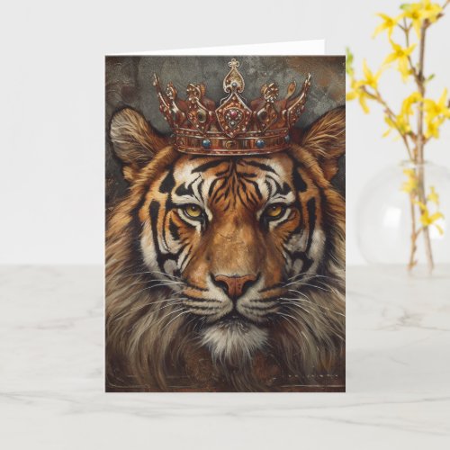 Beautiful Tiger Big Cat in a Crown all occasions Card